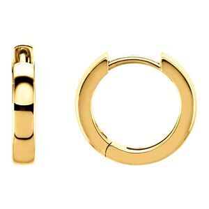 3 x 17.5mm (1/8 x 5/8 Inch) 14k Yellow Gold Hinged Round Hoop Earrings